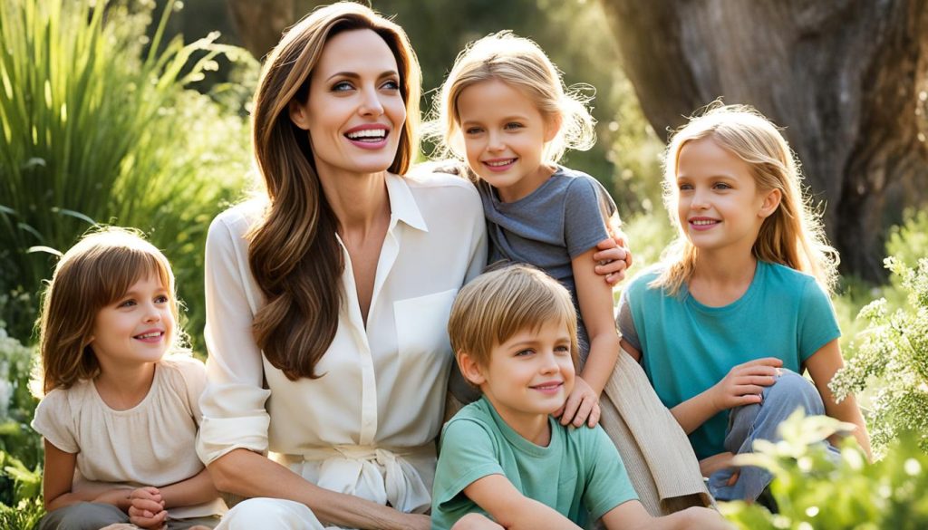 Angelina Jolie with her children